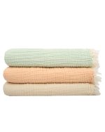 Little Fishies Gauze Receiving Blanket Set – 3 Pack – Seafoam / Peach Fuzz / Natural - Image 13