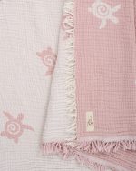 Baby Turtle Gauze Receiving Blanket Single with Pouch - Image 4
