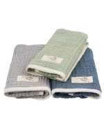 Little Fishies Gauze Burping Cloth Bundle – 3 Pack – Sage / Grey / Navy - Image 12