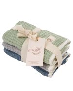 Little Fishies Gauze Burping Cloth Bundle – 3 Pack – Sage / Grey / Navy - Image 10