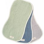 Little Fishies Gauze Burping Cloth Bundle – 3 Pack – Sage / Grey / Navy