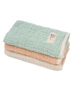 Little Fishies Gauze Burping Cloth Bundle – 3 Pack – Seafoam / Peach Fuzz / Natural - Image 12