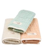Little Fishies Gauze Burping Cloth Bundle – 3 Pack – Seafoam / Peach Fuzz / Natural - Image 8