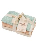 Little Fishies Gauze Burping Cloth Bundle – 3 Pack – Seafoam / Peach Fuzz / Natural - Image 10
