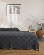 Cloud Checker Plush Blanket – Black