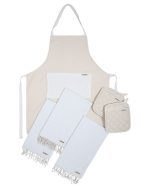 Cyperus Mixed Bundle Natural – 1 Towels Set, 1 Apron, 1 Pot Holder Set