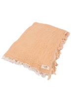 Little Fishies Gauze Receiving Blanket – Peach Fuzz - Image 6