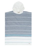Colorblock Stripe Hooded Poncho Youth – Blue