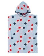 Colorblock Stripe Hooded Poncho Youth – Blue - Image 4