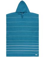 Classic Stripe Hooded Poncho Teal Blue - Image 2