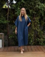 Border Classic Stripe Poncho – Red / Navy - Image 32