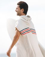 Border Classic Stripe Poncho – Red / Navy - Image 7